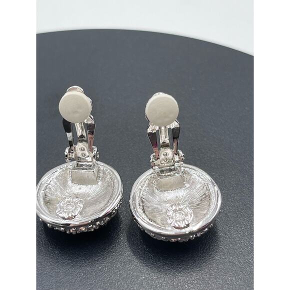 Swarovski Round Pave Clear Crystal Stud Earrings Formal Bridal Bling‎ Pierced - Picture 15 of 16